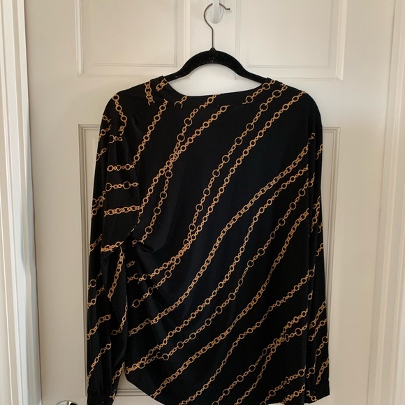 Anne Klein Black Chain Print Blouse - Picture 3 of 3
